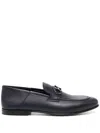 Ferragamo Foster Gancini Loafers In Hammered Leather In Blue