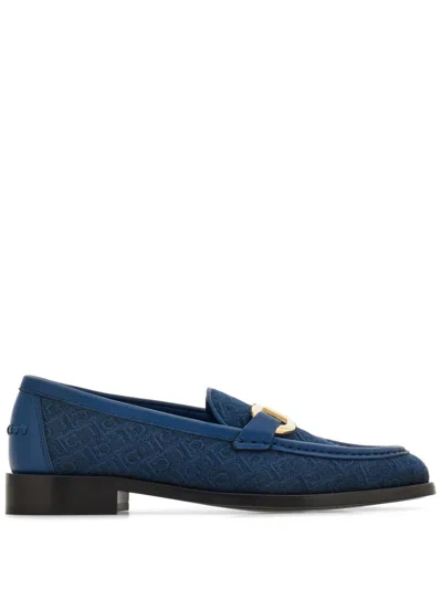 Ferragamo Gancini Loafers In Blue