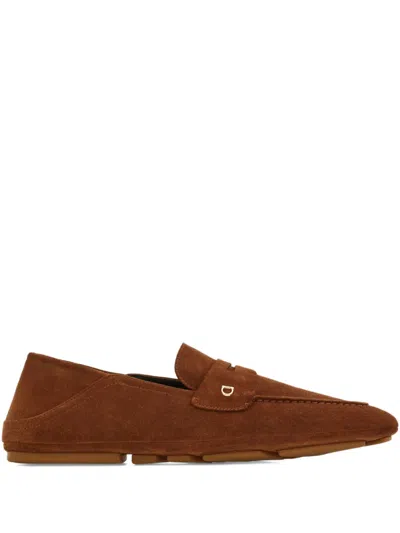 Ferragamo Gancini Loafers In Brown