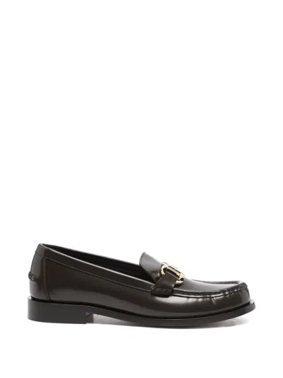 Ferragamo Gancini Loafers In Brown