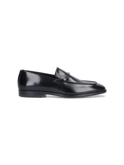 Ferragamo Gancini Loafers In Black