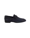 Ferragamo Gancini Loafers In Navy Blue Suede In Blue