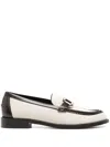 Ferragamo Slip-ons With Contrast Trim And Gold-tone Hardware In Neutral