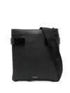 Ferragamo Gancini-lock Leather Messenger Bag In 黑色
