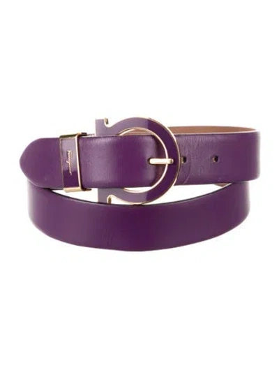 Pre-owned Ferragamo Gancini Logo Belt In Purple