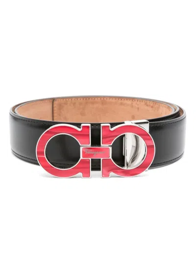 Pre-owned Ferragamo Gancini Logo-buckle Belt In Black