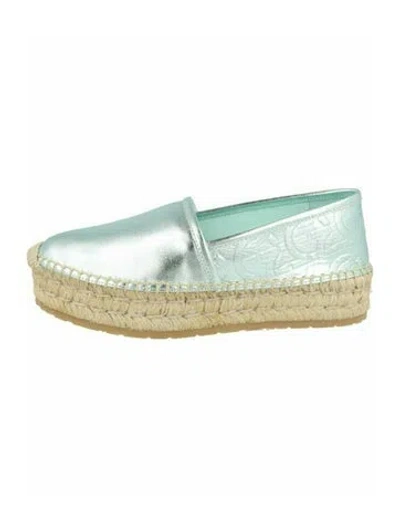 Pre-owned Ferragamo Gancini Logo Calf Leather Espadrilles W/ Tags In Green