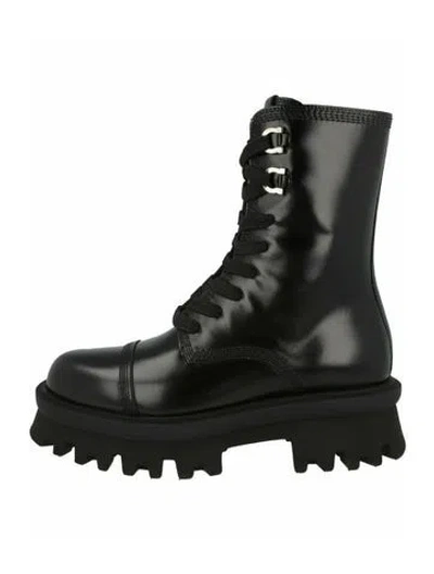 Pre-owned Ferragamo Gancini Logo Calf Leather Lace-up Boots W/ Tags In Black