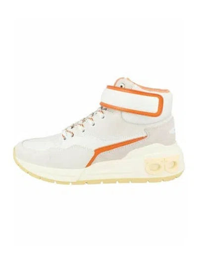 Pre-owned Ferragamo Gancini Logo Calf Leather Sneakers W/ Tags In White