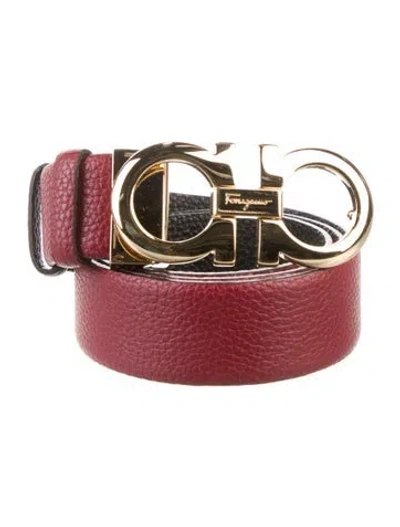 Pre-owned Ferragamo Gancini Logo Calfskin Belt In Multi