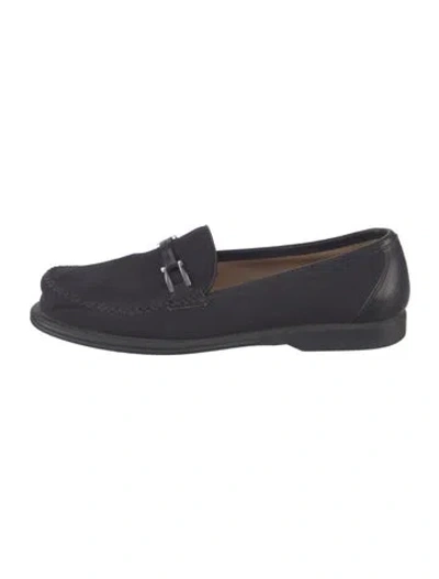 Pre-owned Ferragamo Gancini Logo Canvas Loafers In Blue