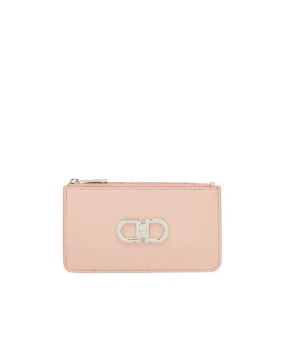 Ferragamo Signature Gancini Credit Card Holder In Pink