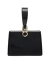 Ferragamo Mini Embellished Patent-leather Clutch In Black
