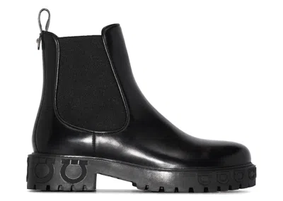 Pre-owned Ferragamo Gancini Logo Detail Chelsea Boots (women's) Sneakers In Black