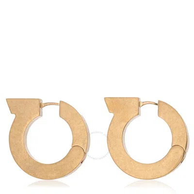 Ferragamo Gancini Logo-engraved Earrings In Gold