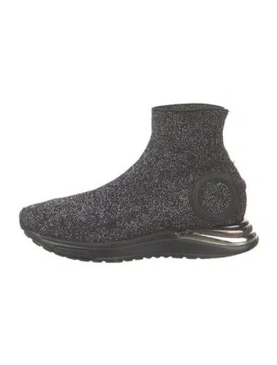 Pre-owned Ferragamo Gancini Logo Glitter Accents Sock Sneakers In Multi