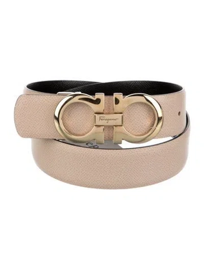 Pre-owned Ferragamo Gancini Logo Leather Belt