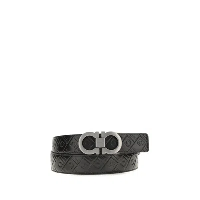 Ferragamo Gancini Logo Leather Belt In Multi