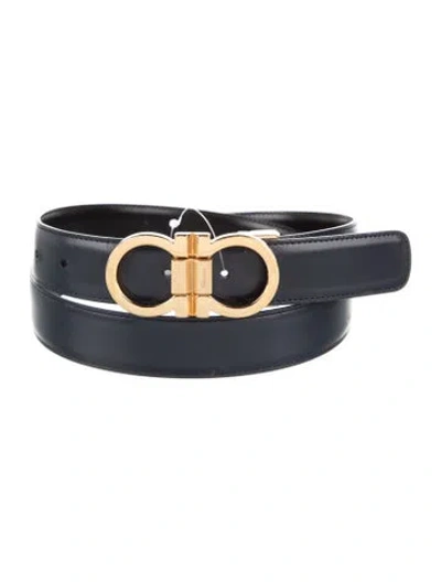 Pre-owned Ferragamo Gancini Logo Leather Belt In Blue