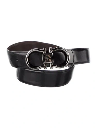 Pre-owned Ferragamo Gancini Logo Leather Belt In Brown