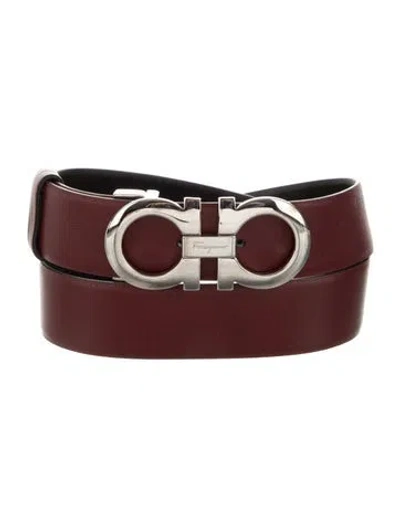 Pre-owned Ferragamo Gancini Logo Leather Belt In Red
