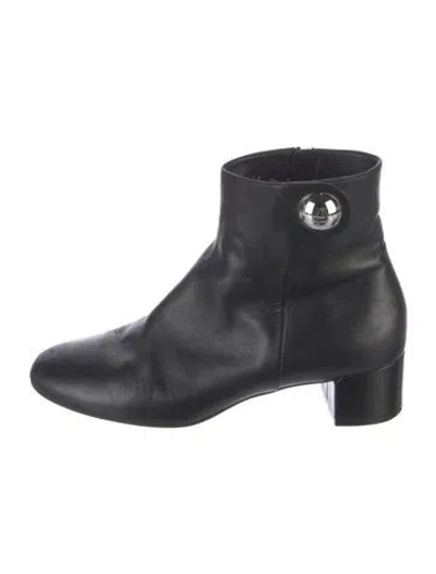 Pre-owned Ferragamo Gancini Logo Leather Boots In Black
