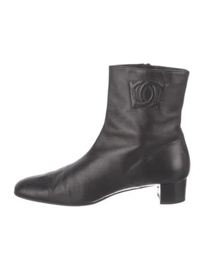 Pre-owned Ferragamo Gancini Logo Leather Boots In Gray