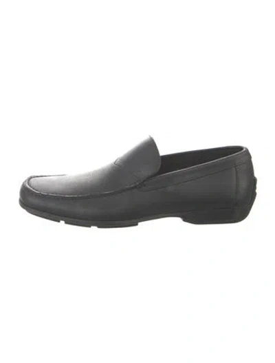 Pre-owned Ferragamo Gancini Logo Leather Loafers In Black