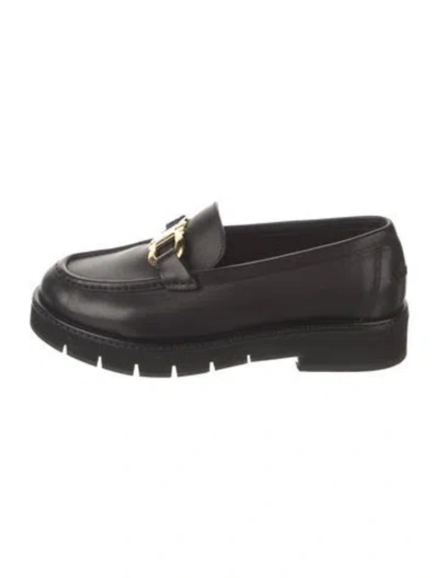 Pre-owned Ferragamo Gancini Logo Leather Loafers In Black