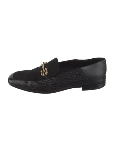 Pre-owned Ferragamo Gancini Logo Leather Loafers In Black