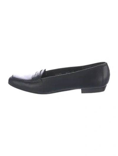 Pre-owned Ferragamo Gancini Logo Leather Loafers In Blue