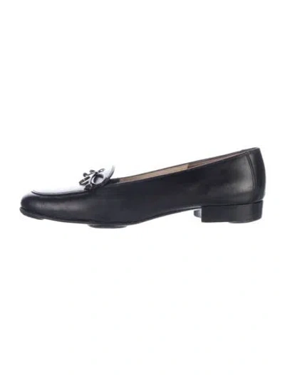 Pre-owned Ferragamo Gancini Logo Leather Loafers In Blue