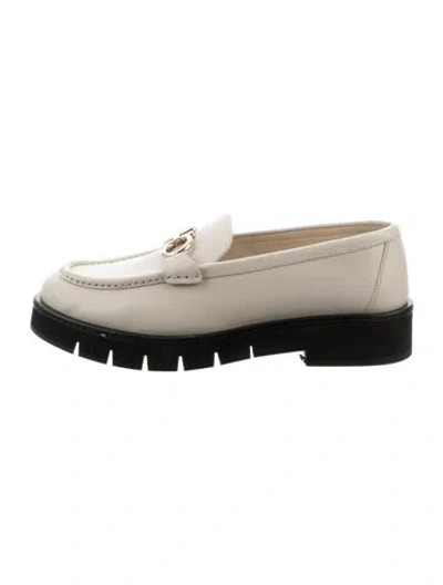 Pre-owned Ferragamo Gancini Logo Leather Loafers In Neutral