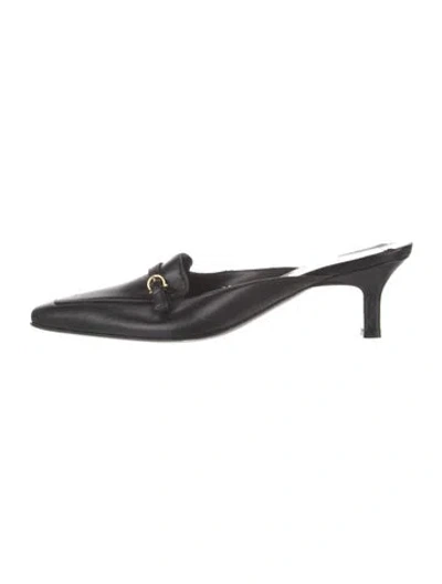 Pre-owned Ferragamo Gancini Logo Leather Mules In Black