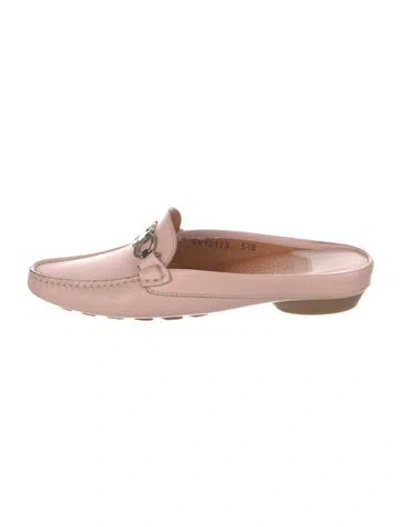 Pre-owned Ferragamo Gancini Logo Leather Mules In Pink