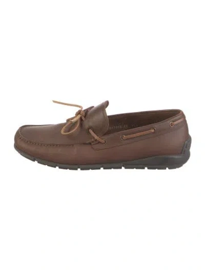 Pre-owned Ferragamo Gancini Logo Leather Oxfords In Brown