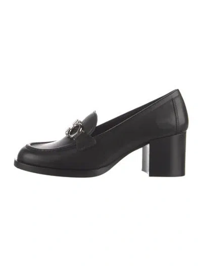 Pre-owned Ferragamo Gancini Logo Leather Pumps In Black