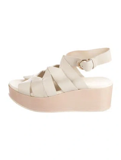 Pre-owned Ferragamo Gancini Logo Leather Sandals In Neutral