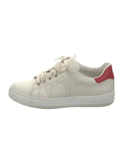 Pre-owned Ferragamo Gancini Logo Leather Sneakers