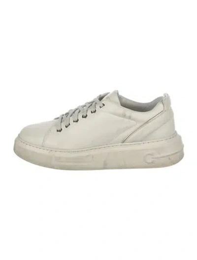 Pre-owned Ferragamo Gancini Logo Leather Sneakers In Neutral