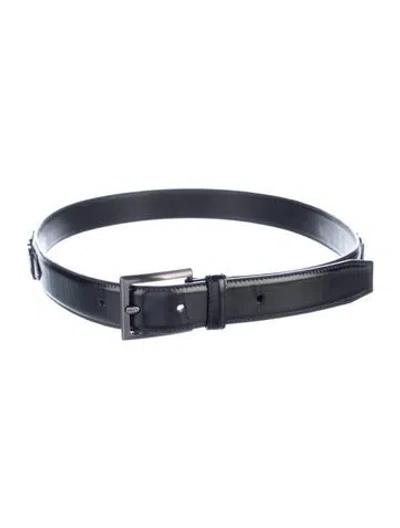 Pre-owned Ferragamo Gancini Logo Leather Waist Belt In Black