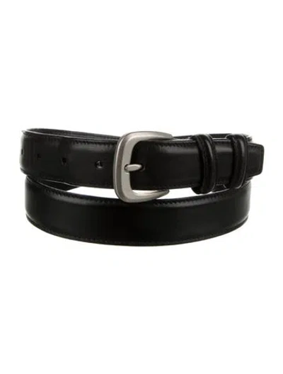 Pre-owned Ferragamo Gancini Logo Leather Waist Belt In Black