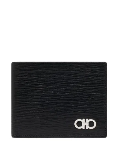 Ferragamo Gancini-logo Leather Wallet In Black
