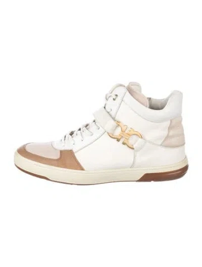 Pre-owned Ferragamo Gancini Logo Mesh Sneakers In White