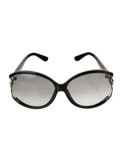 Pre-owned Ferragamo Gancini Logo Oversize Sunglasses In Black