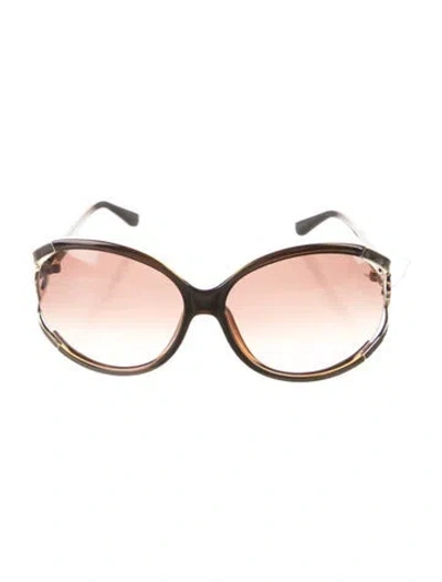 Pre-owned Ferragamo Gancini Logo Oversize Sunglasses In Brown