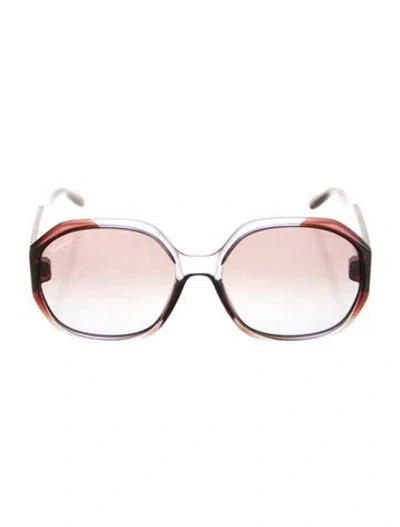 Pre-owned Ferragamo Gancini Logo Oversize Sunglasses In Brown