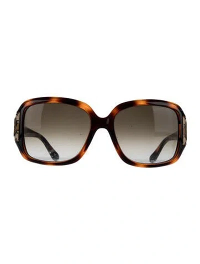 Pre-owned Ferragamo Gancini Logo Oversize Sunglasses In Brown