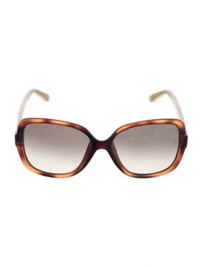 Pre-owned Ferragamo Gancini Logo Oversize Sunglasses In Brown/yellow
