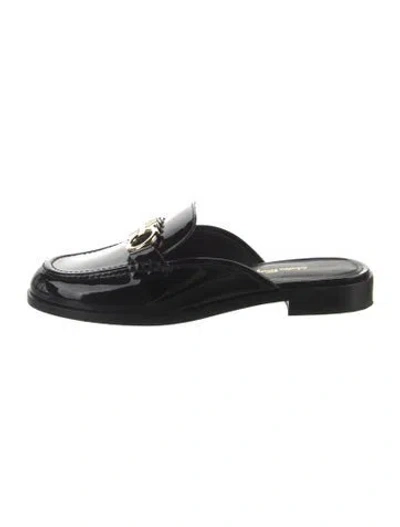 Pre-owned Ferragamo Gancini Logo Patent Leather Mules In Black